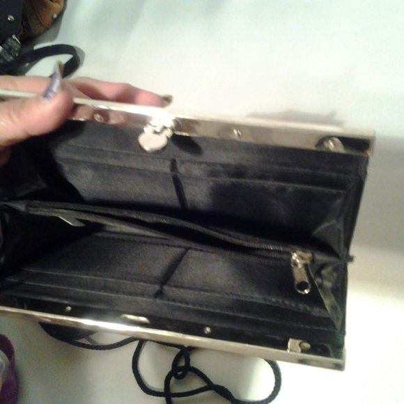 Black Wallet Clutch Purse Casual Occasion Leather - Picture 3 of 4